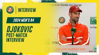 Djokovic Round 4 postmatch interview  RolandGarros 2024 [upl. by Sophey]