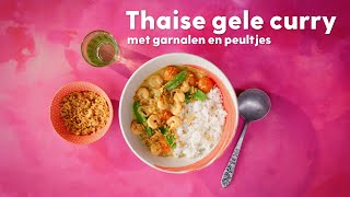 Thaise gele curry met garnalen en peultjes  recept  Allerhande [upl. by Kulsrud]