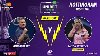 Glen Durrant vs Fallon Sherrock  Night 2 Nottingham  Premier League Darts 2020 [upl. by Ashlin364]