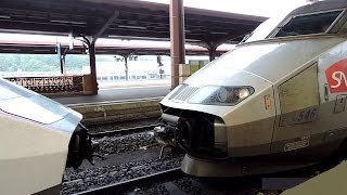 Coupling and departing of 2 TGV trains [upl. by Duaner]