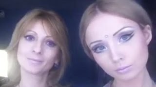 Human Barbie Valeria Lukyanova Appears in Video With Mum [upl. by Einnoc97]