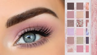 Soft Pink Every Day Eyeshadow Tutorial  Huda Beauty Rose Quartz Palette [upl. by Pinckney379]