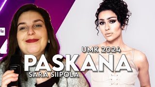 🇫🇮 Sara Siipola  Paskana REACTION  UMK Finland Eurovision 2024  Uuden Musiikin Kilpailu 2024 [upl. by Aicile]