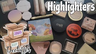 Highlighter Declutter WITH SWATCHES  My MINIMALIST makeup collection makeup [upl. by Nydroj]