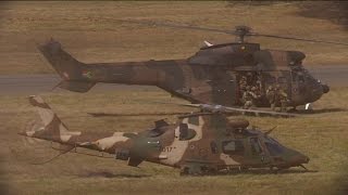 SAAF Oryx amp Agusta A109 luh Military Helicopters Exfiltrate SANDF Troops [upl. by Gustafson]