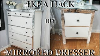 IKEA HACK  2018 INEXPENSIVE  DIY BLING MIRROR DRESSERS  DIY ROOM DECOR DRESSER MAKEOVER [upl. by Mehitable]