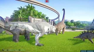 🔴Satisfying Jurassic World Evolution 2  Trex Dilophosaurus Spinosaurus Karnotaurus Triceratops [upl. by Erdnad]