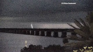 Florida Keys Overnight Lightning Storm Over The Seven Mile Bridge [upl. by Maillil]