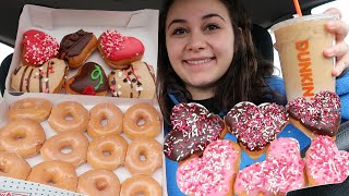 Trying Valentines Day Donuts MUKBANG ll Krispy Kreme amp Dunkin Donuts [upl. by Eilime]