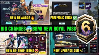 BIG CHANGES BGMI NEW ROYALE PASS A6BGMI A6 ROYAL PASS REWARDSBGMI NEXT ROYAL PASS A6 60 UC VOUCHER [upl. by Yenttirb]