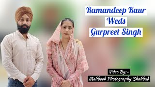 Ramandeep Kaur Weds Gurpreet singh Wedding Live By Mahboob Photography Shahbad [upl. by Winifield]