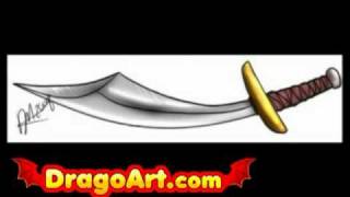 How to draw a scimitar step by step [upl. by Kruse]