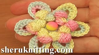 Crochet Cluster Stitch Center Flower [upl. by Ikkin]