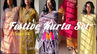 Myntra Festive Kurta Set Haul  Wedding Outfits  Diwali Outfits  Beautiful Kurta set  Must Haves [upl. by Starkey684]