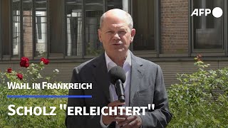 Scholz quoterleichtertquot über Wahlausgang in Frankreich  AFP [upl. by Dorkus]