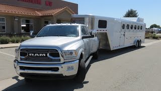 Ram Limited 3500 dually review with Cimarron horse trailer 2016 [upl. by Frohne601]