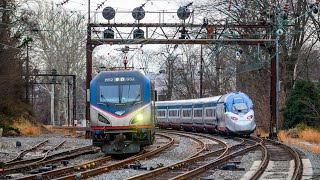 Amtrak Acela II test train passing Overbrook 13024 [upl. by Ecnarolf]