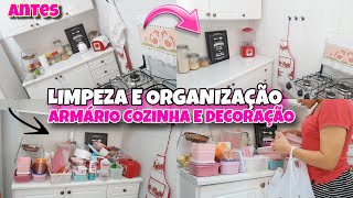 LIMPEZA ORGANIZAÇÃO E DECORAÇÃO  DESTRALHE E MINIMALISMO NA BANCADA DO ARMÁRIO DA COZINHA [upl. by Dryden]