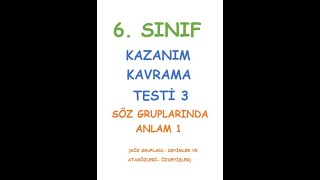 6 SINIF TÜRKÇE DERSİ KAZANIM KAVRAMA TESTİ SÖZ GRUPLARINDA ANLAM KONUSU 3 TEST [upl. by Ofella]