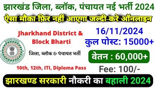 झारखंड जिला ब्लॉक पंचायत नई भर्ती 2024  झारखण्ड सरकारी नौकरी का बहाली 2024  Jharkhand New Bharti [upl. by Pallas377]