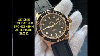 Glycine Combat Sub 42mm Bronze Automatic GL0322 Watch  Review Valjoux Relogios [upl. by Noslrac]