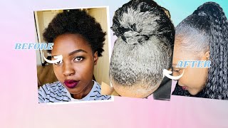 How to  SLEEK Ponytail on short natural 4c hair  High sleek ponytail on natural hair [upl. by Arraes]