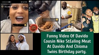 Funny Video Of Davido Cousin Nike St£aling Meat At Davido And Chioma Twins Birthday party [upl. by Lahey]