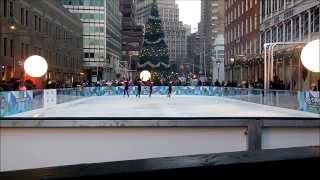 South Street Seaport Holiday Tree Lighting Ceremony  afternoon  ice skaters training [upl. by Wein407]