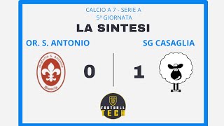 CALCIO A 7  SERIE A  SAN ANTONIO VS SG CASAGLIA La Sintesi di FOOTBALLTECH [upl. by Sirronal669]