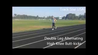 Double Leg Alternating High Knee Butt Kick Drill  Track Star USA [upl. by Eemaj]