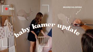 Babykamer muurschildering  update 28 weken zwanger [upl. by Ysdnil857]