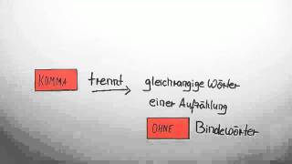 Das Komma zwischen Wörtern einer Aufzählung  Deutsch  Grammatik [upl. by Georgena]