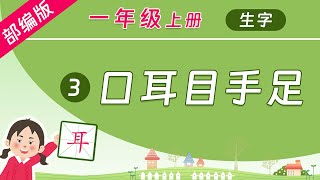 学中文写汉字，组词造句，规范书写！同步教材 部编版语文一年级上册 第3课 口耳目手足 [upl. by Dore]