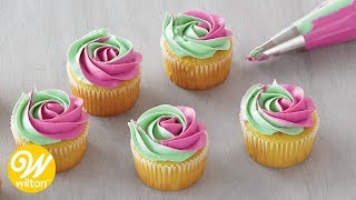 How to Make a TwoTone Buttercream Swirl  Wilton [upl. by Aissej]