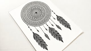 How to draw Dream Catcher mandala art  Easy mandala drawing  How to draw Mandala for Beginners [upl. by Sergu]