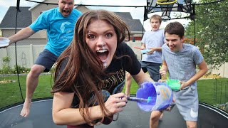 Who Can Make THE BEST Slime On The Trampoline super messy [upl. by Richmal]