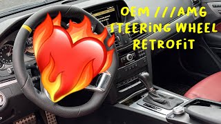 FINALLY INSTALLED ￼OEM MERCEDES AMG STEERING WHEEL RETROFIT  COLUMN  AIRBAG مرسيدس اي ام جي [upl. by Rip]