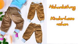 Kinderhose nähen lässige Hose Schnittmuster  Sporthose Nähanleitung für Anfänger [upl. by Lennor832]