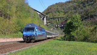 Bahnverkehr Gotthard  SBB Re 474 EuroCity Testzug [upl. by Assilim552]