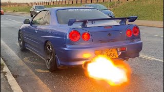 Sends and revs at abberton reservoir big turbo r34 [upl. by Mairym833]