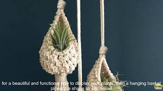 1005005127626443 Hanging Basket Pineapple Shape Air Bromeliad Cotton Macrame Flower Pla [upl. by Rauscher]