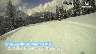 Skigebiet Ehrwalder Alm Kamerafahrt JägerhütteAbfahrt Piste 2 [upl. by Dnama211]