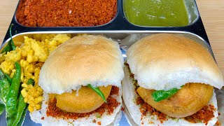 Vada Pav Recipe  मुंबई स्पेशल वड़ा पाव और सुखी लहसुन की चटनी  How to make vada pav [upl. by Haseena554]