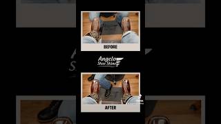 TAKE A SEAT FOR THE BEST SHOE SHINE shoes angeloshoeshine restoration workboots leather [upl. by Dnob]