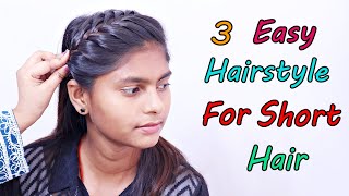 Easy high ponytail hairstyle for short hair  Side look hair style girl for party  New hair style [upl. by Cathlene41]