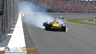 2022 Indianapolis 500 Romain Grosjean crashes out of Indy 500 on turn two  Motorsports on NBC [upl. by Chelsie]