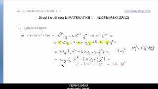 7 b zadatak  pismeni ispit  rastavljanje na faktore algebarskih izraza [upl. by Pence248]