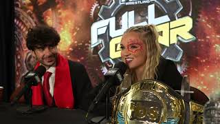 JULIA HART WINS AEW TBS CHAMPIONSHIP  AEW Full Gear 2023 Media Scrum [upl. by Sager285]