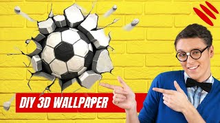 DIY football themed 3D wallpaper paper mache painting [upl. by Fisher]