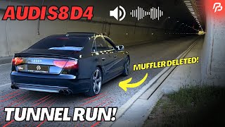 630HP Audi S8 D4 Acceleration amp Sound in Tunnel SOUND FROM THE OUTSIDE [upl. by Akinas466]